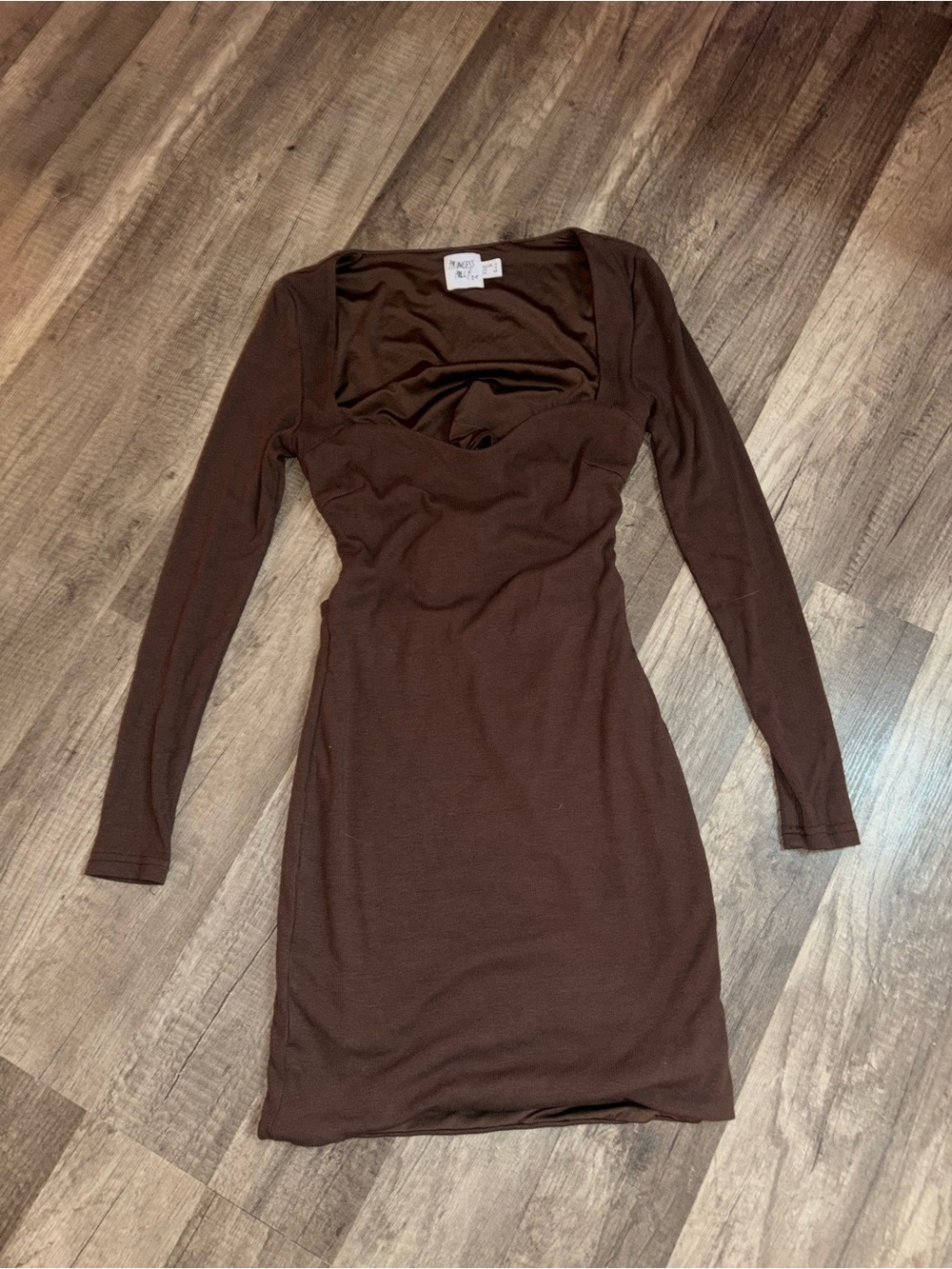 Princess Polly Chocolate Brown Long-Sleeve Mini Dress